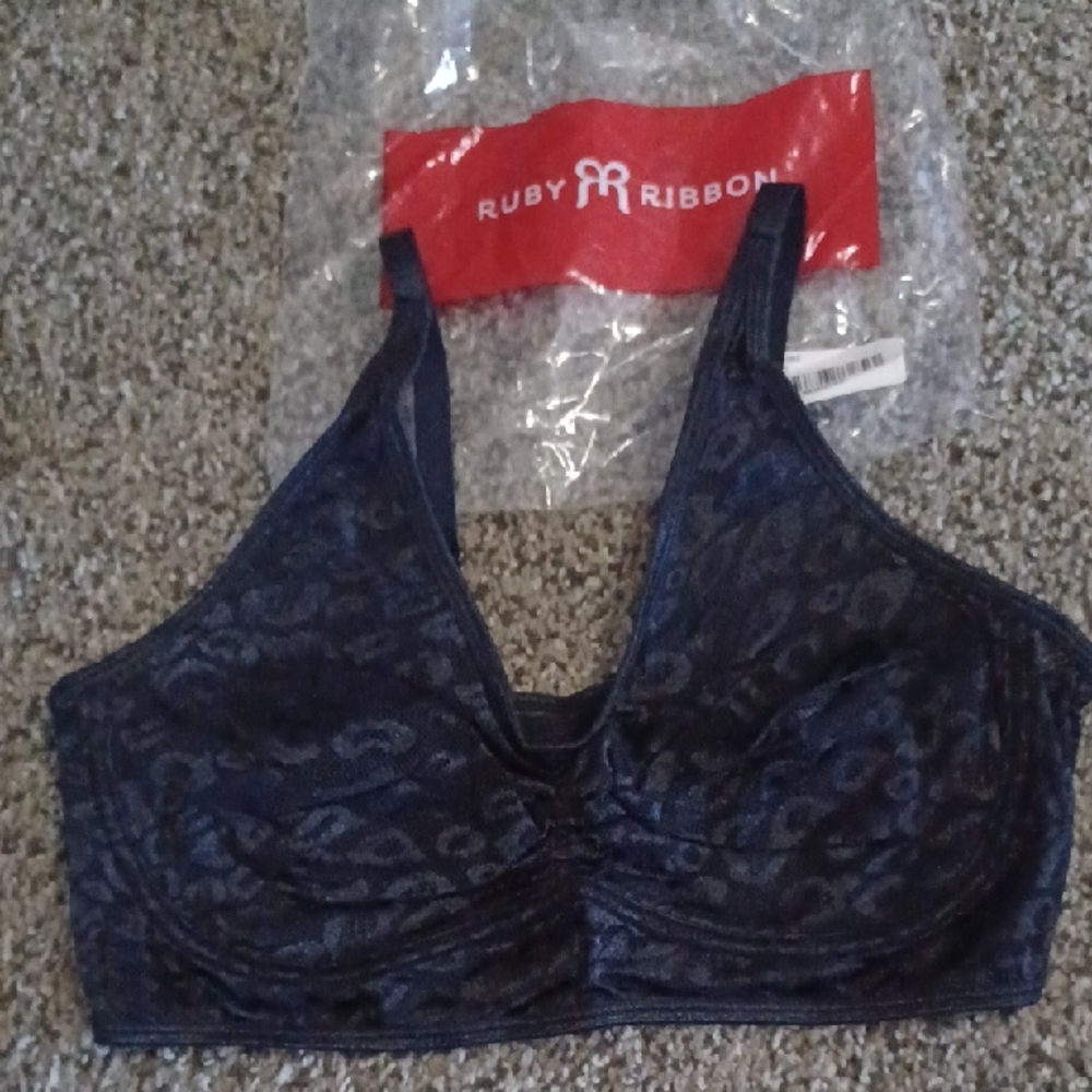 New Ruby Ribbon Women's Black Leopard Print Bra